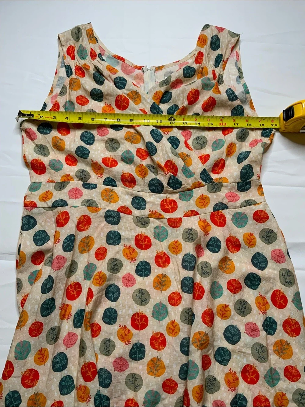 L.A. Soul 100% Cotton Leaf Print Sleeveless Fit Flare Dress XL Retro Botanical